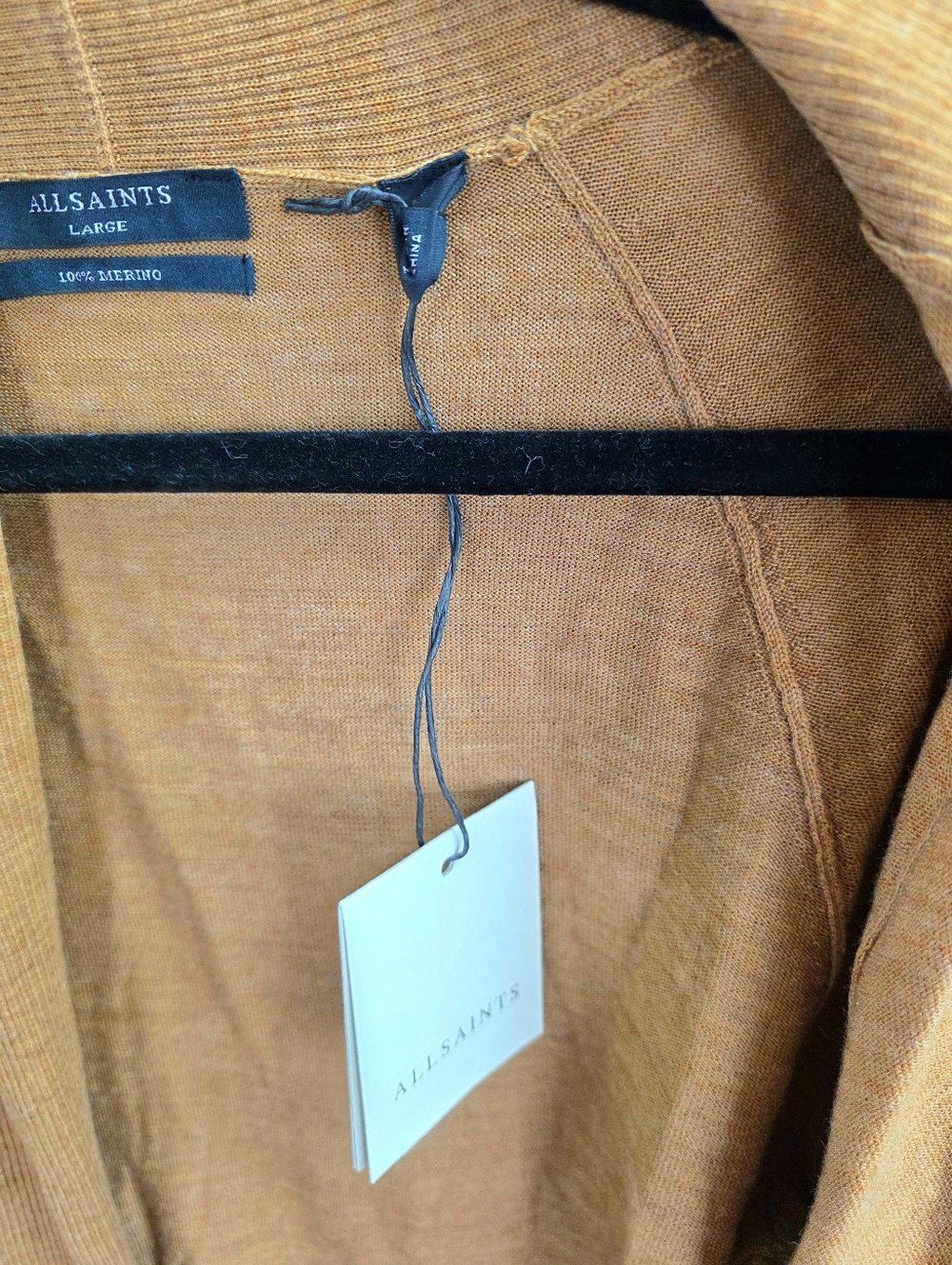 AllSaints Wasson Lightweight Pirate Cardigan, Camel Brown NWT - Picture 14 of 16